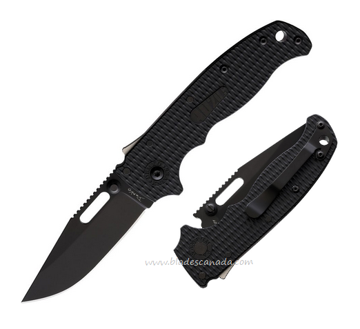 Demko AD20.5 Folding Knife, AUS10A Clip Point DLC, Grivory Black