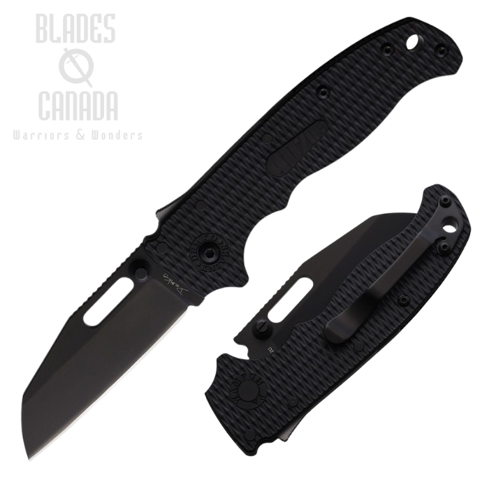 Demko AD20.5 Shark-Lock Folding Knife, D2 Black Shark Foot, G10 Black Checkered, DEMAD205F25B