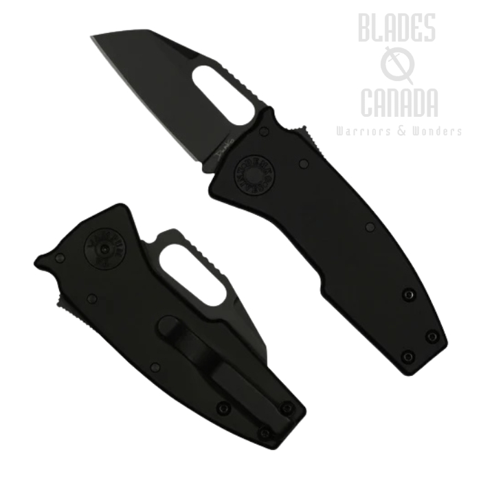 Demko Nano-Shark Stealth Shark Lock Folding Knife, CPM20CV Black Shark Foot, Aluminum Black, NANO-20CV-BLACK ALUM-SF
