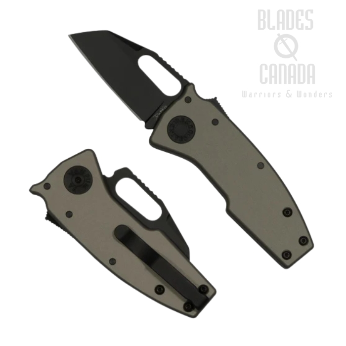 Demko Nano-Shark Stealth Shark Lock Folding Knife, CPM20CV Black Shark Foot, Aluminum Artillery Grey, NANO-20CV-ARTILLERY GREY ALUM-SF