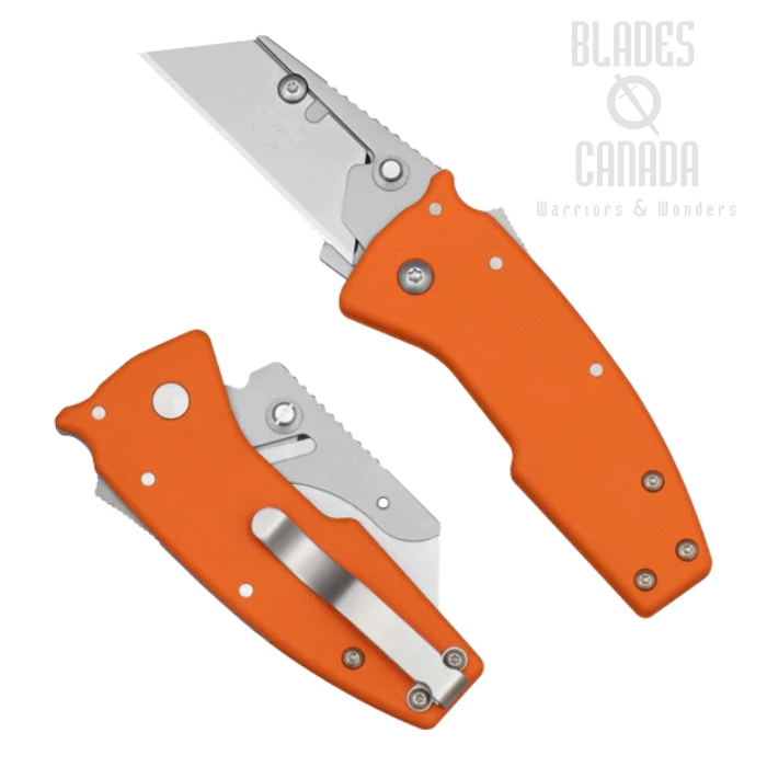 Demko Razor Shark Lock Utility Folding Knife, Stainless Steel, GRN Black, RAZOR-SHARK-ORANGE GRN