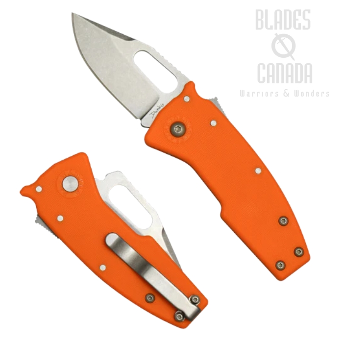 Demko Nano-Shark Shark Lock Folding Knife, AUS10A SW Clip Point, GRN Orange, NANO-10A-ORANGE GRN-CP