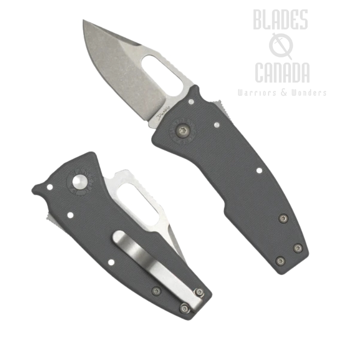 Demko Nano-Shark Shark Lock Folding Knife, AUS10A SW Clip Point, GRN Black, NANO-10A-GREY-GRN-CP