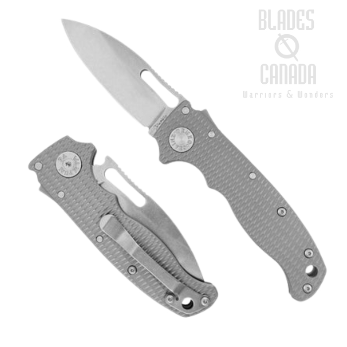 Demko AD20.5 Shark Lock Folding Knife, 3V Slicer Shark, Titanium Milled Gray, AD20.5-3V-MILLED TI-SS