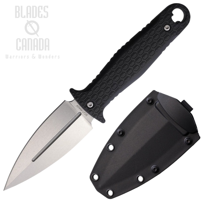 Daggerr Combat Dagger Fixed Blade Knife, Stainless SW, Nylon Black Textured, Belt Sheath, DGRCBTFBKSW