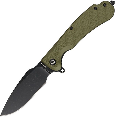 Daggerr Fielder Flipper Folding Knife, Black SW Blade, FRN Olive, FDFRNOLBW