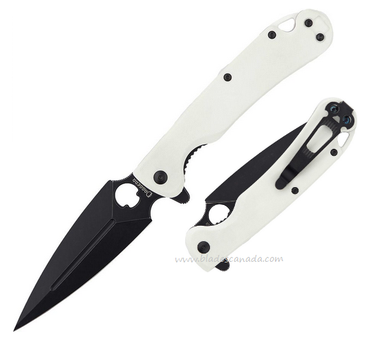 Daggerr Arrow Flipper Folding Knife, D2 Black, White G10 Handle, FM02-1WTBW