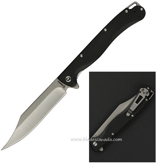 Daggerr Toothpick Flipper Folding knife, Stonewash blade, Textured Black Handle, DGRTPFBKSW