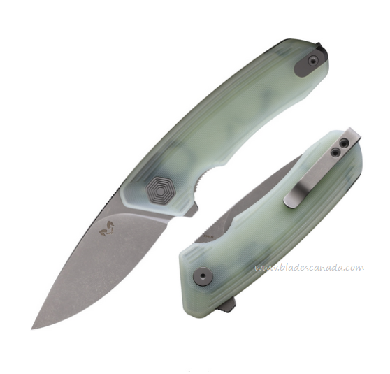 Damned Designs Invictus Flipper Folding Knife, 14C28N SW, G10 Jade, DMN006GJ