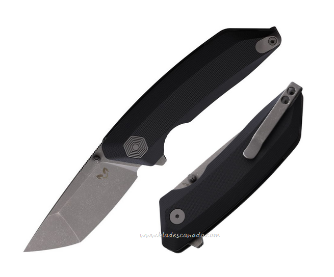 Damned Designs Chimera Flipper Folding Knife, 14C28N Tanto, G10 Black, DMN009GB