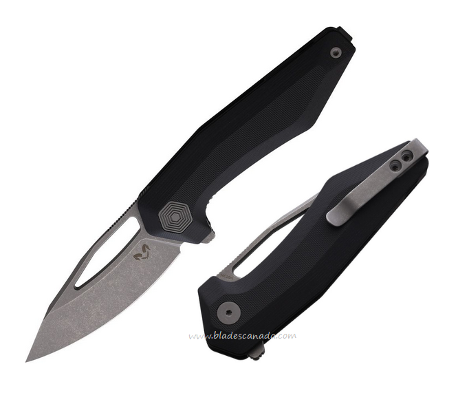 Damned Designs Brahma Flipper Folding Knife, 14C28N, G10 Black, DMN010GB