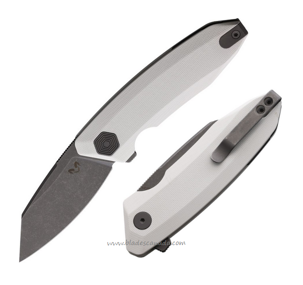 Damned Designs Wraith Flipper Folding Knife, 14C28N, G10 White, DMN011GW