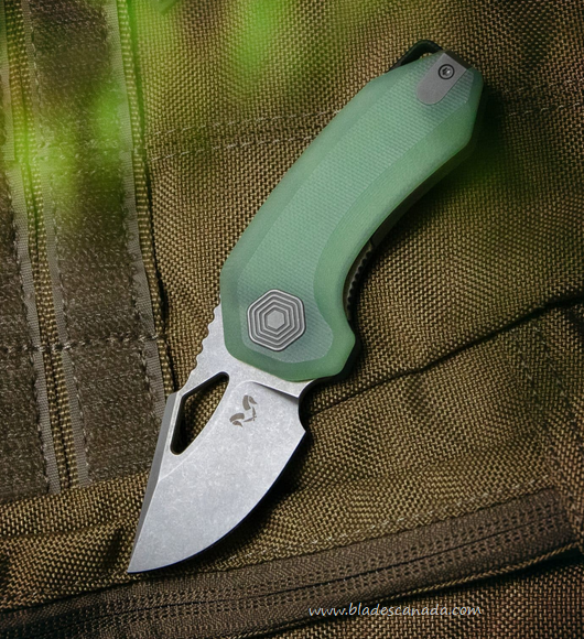 Damned Designs Djinn Flipper Folding Knife, 14C28N SW, G10 Jade, DMN015GJ