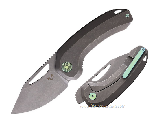 Damned Designs Anzu XL Flipper Framelock Knife, CPM-S35VN, Titanium Grey, DMN016XLTSW2