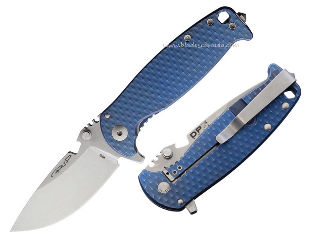 DPX HEST F Flipper Framelock Knife, M390 SW, Titanium Blue Textured, DPXHSF010