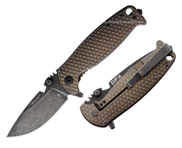DPX HEST F Flipper Framelock Knife, M390 Black SW, Titanium Bronze, DPXHSF015