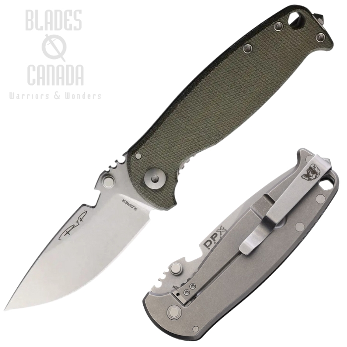 DPx Gear HEST Classic Framelock Folding Knife, Sleipner SW, Micarta Green/Ti SW, HSF039