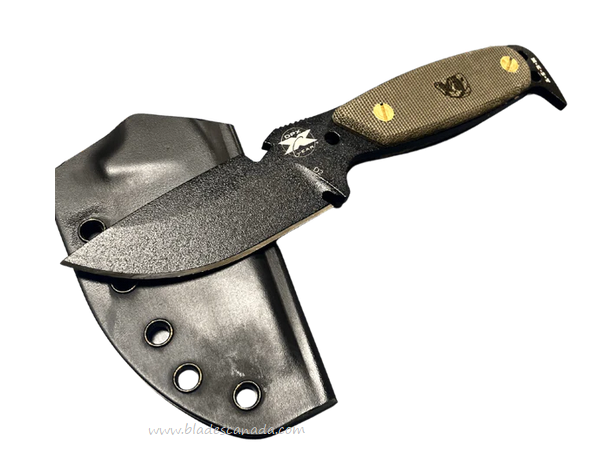 DPX Hest Original Fixed Blade Knife, D2 Black, Micarta Green