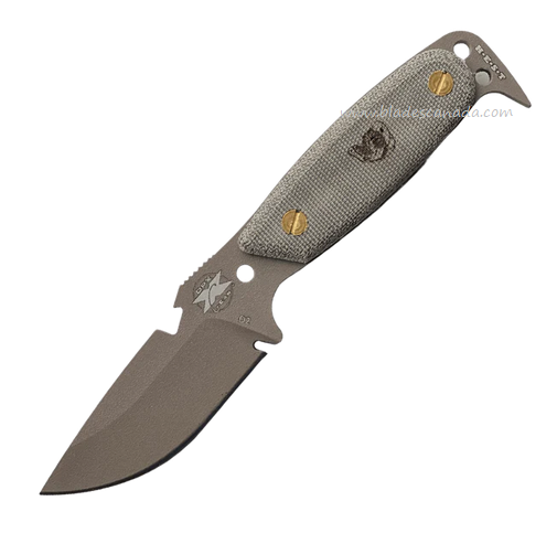 DPX Hest Original Fixed Blade Knife, D2 Desert Tan, Micarta Green