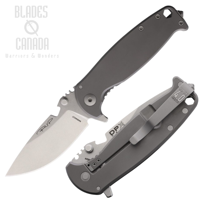DPx Gear HEST 4.0 Flipper Framelock Knife, MagnaCut SW, Titanium Gray, DPXHSF403
