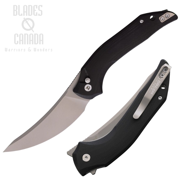 (image for) Dreamtech Button Lock Folding Knife, D2 Bead Blast, G10 Black, D3052GB