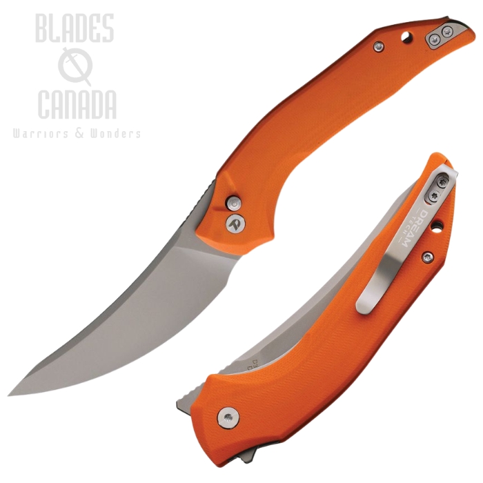(image for) DreamTech Button Lock Folding Knife, D2 Bead Blast, G10 Orange, D3052GO