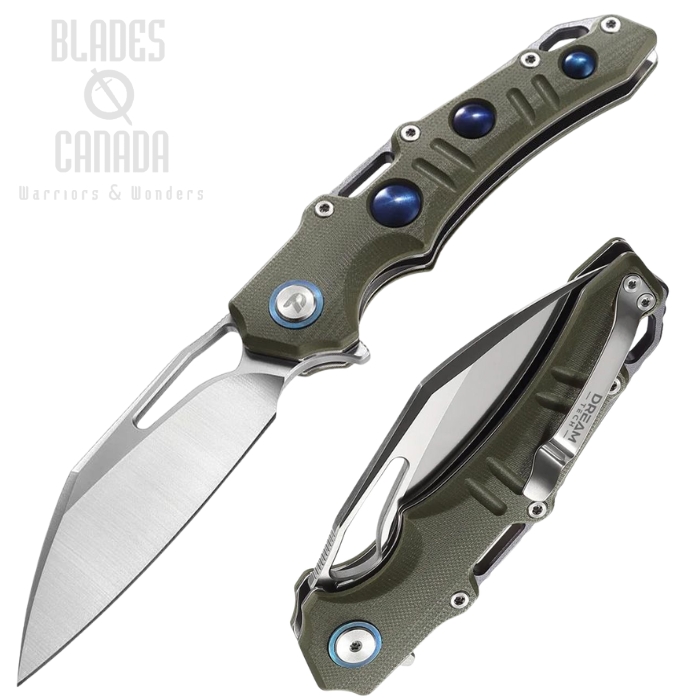 (image for) DreamTech Folding Knife, D2 Satin, Micarta OD Green, D3502MGR