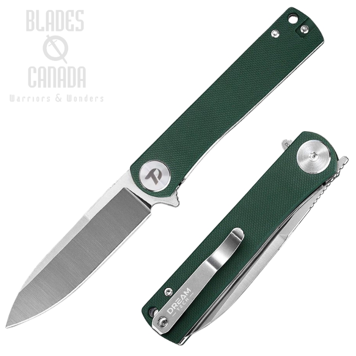 (image for) DreamTech Flipper Folding Knife, D2 Satin, G10 Green, D3896GGR