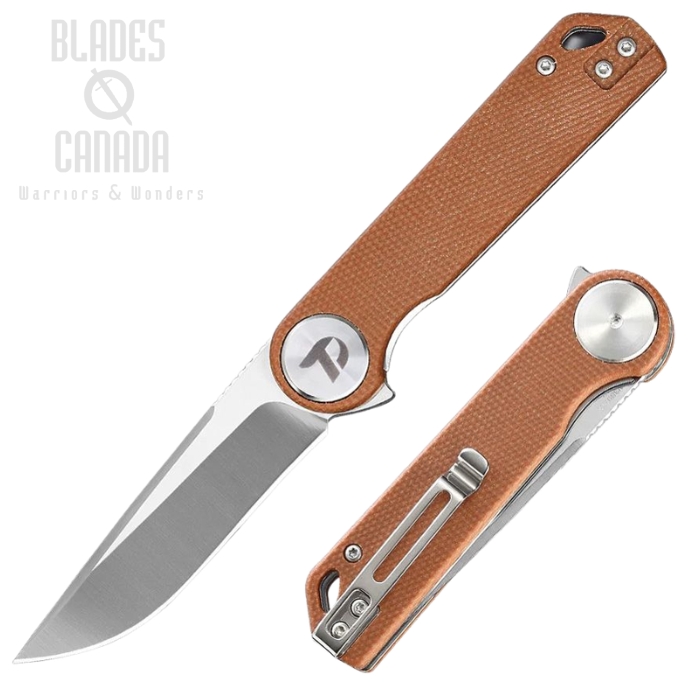 (image for) DreamTech Flipper Folding Knife, D2 Satin, Micarta Brown, D3897MO