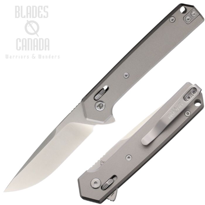 (image for) DreamTech Flipper Crossbar Lock Folding Knife, D2, Titanium Grey, D4032TG