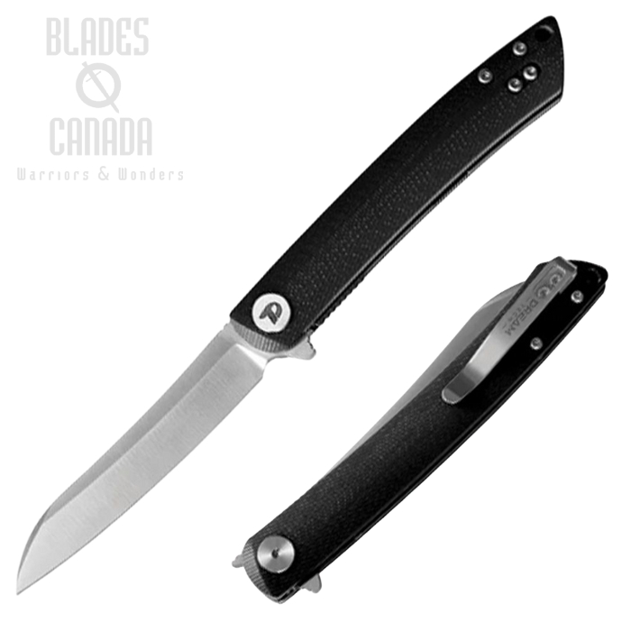 DreamTech Small Flipper Framelock Knife, D2 Satin, G10 Black, 4224SB