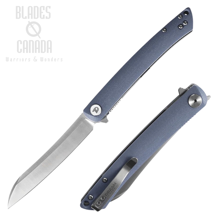 (image for) DreamTech Flipper Folding Knife, D2 Satin, G10 Slate Blue, D4224SD