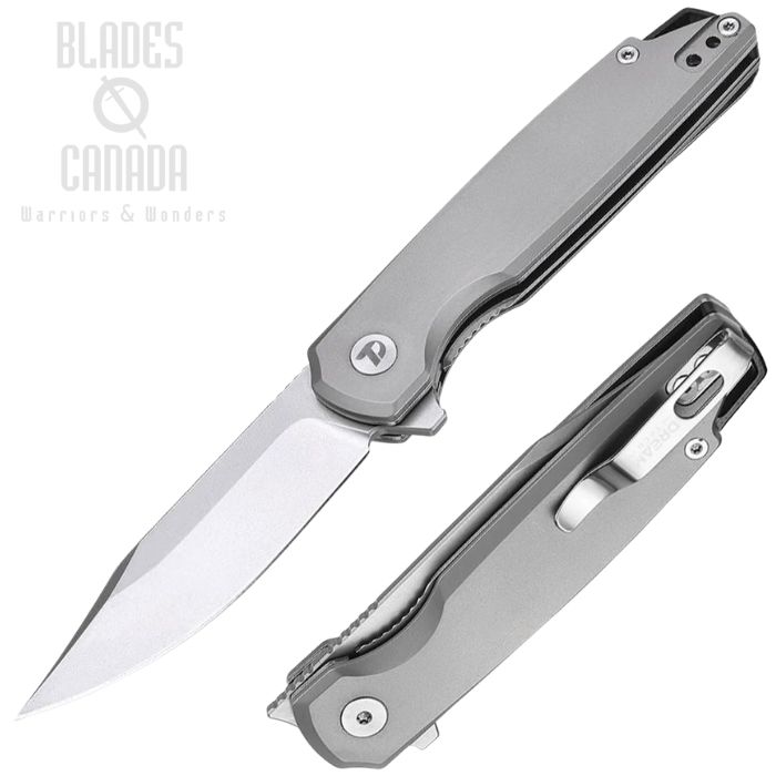 (image for) DreamTech Flipper Folding Knife, D2 Satin, Titanium Grey, D4285TG