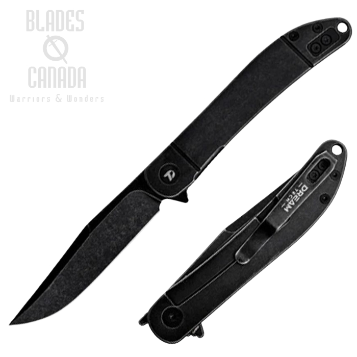 DreamTech Flipper Framelock Knife, D2 Black SW, Titanium Black SW, 4366B