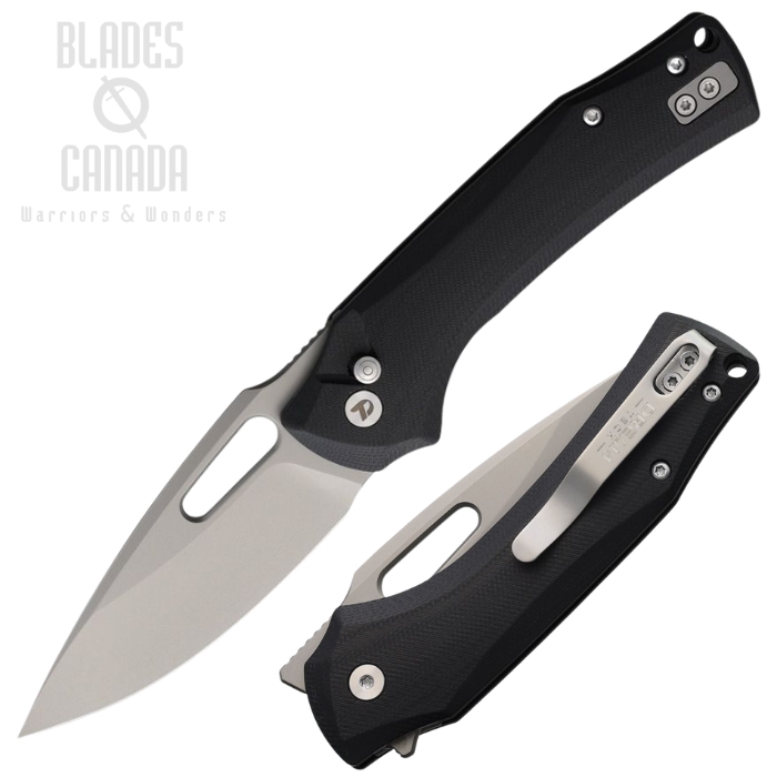 (image for) DreamTech Button Lock Folding KNife, D2 Bead Blast, G10 Black, D4542GB