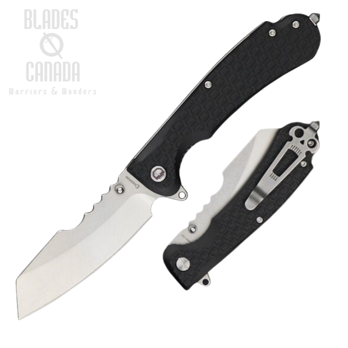 Daggerr Rhino Flipper Folding Knife, Stonewash Blade, FRN Black Textured, RNFRNBKSW