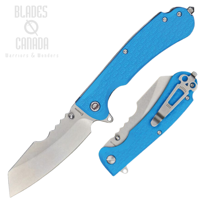 Daggerr Rhino Flipper Folding Knife, Stonewash Blade, FRN Blue Textured, RNFRNBLUSW