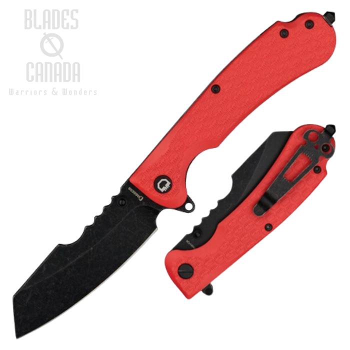 Daggerr Rhino Flipper Folding Knife, Black SW Blade, FRN Orange Textured, RNFRNRNGBW