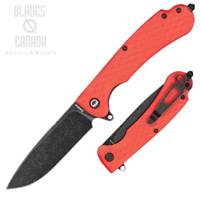 Daggerr Wocket Flipper Folding Knife, Black SW Blade, FRN Orange Textured, WKFRNRNGBW
