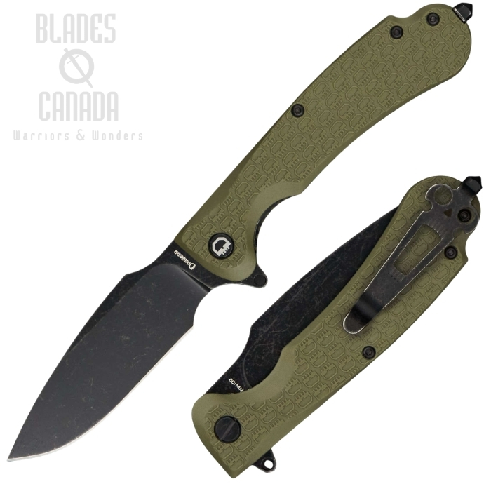 Daggerr Fielder Flipper Folding Knife, Black SW Blade, FRN Olive, FDFRNOLBW (image for) Daggerr Fielder Flipper Folding Knife, Black SW Blade, FRN Olive, FDFRNOLBW