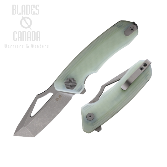 Damned Designs Banshee Flipper Folding Knife, 14C28N SW, G10 Jade, DMN003GJ (image for) Damned Designs Banshee Flipper Folding Knife, 14C28N SW, G10 Jade, DMN003GJ