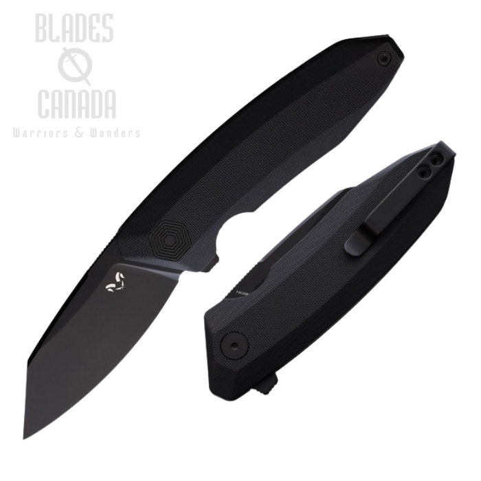 Damned Designs Wraith Flipper Folding Knife, 14C28N Black SW, G10 Black, DMN011GBB (image for) Damned Designs Wraith Flipper Folding Knife, 14C28N Black SW, G10 Black, DMN011GBB
