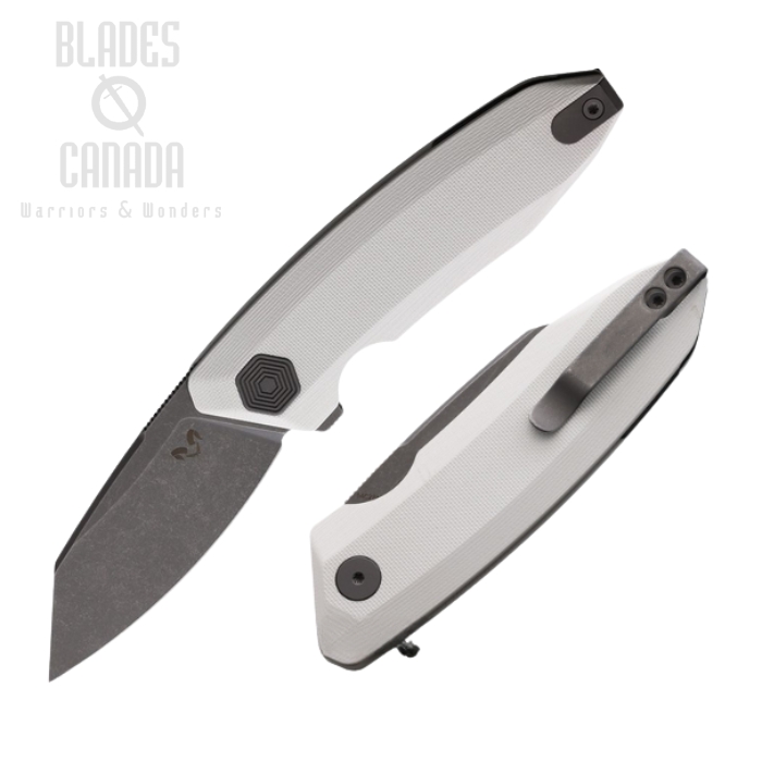 Damned Designs Wraith Flipper Folding Knife, 14C28N, G10 White, DMN011GW (image for) Damned Designs Wraith Flipper Folding Knife, 14C28N, G10 White, DMN011GW