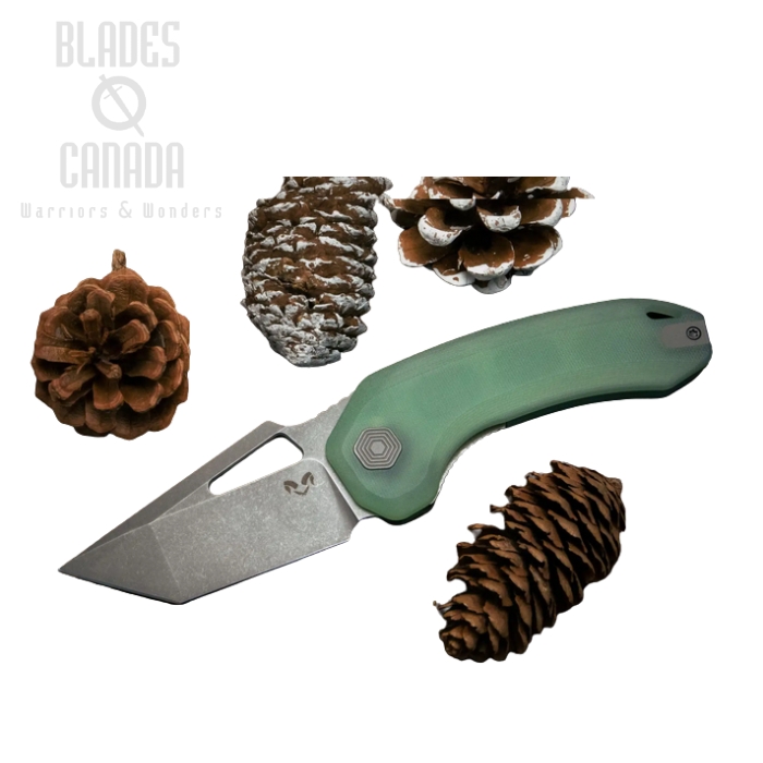 Damned Designs Oni XL Flipper Folding Knife, 14C28N SW, G10 Jade, DMN014XLGJ (image for) Damned Designs Oni XL Flipper Folding Knife, 14C28N SW, G10 Jade, DMN014XLGJ