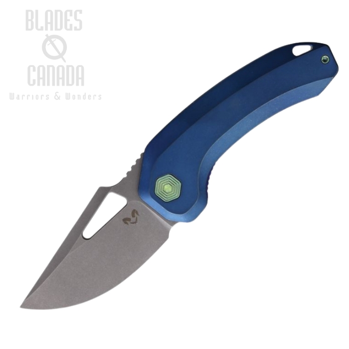 Damned Designs Djinn XL Flipper Framelock Knife, S35VN, Titanium Blue, DMN015XLTBL2 (image for) Damned Designs Djinn XL Flipper Framelock Knife, S35VN, Titanium Blue, DMN015XLTBL2