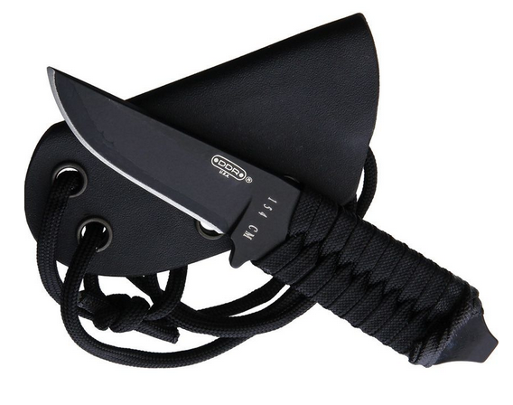 Darrel Ralph Sermon Fixed Blade Knife, 154CM Black, Cord Wrapped, Kydex Sheath, DR076