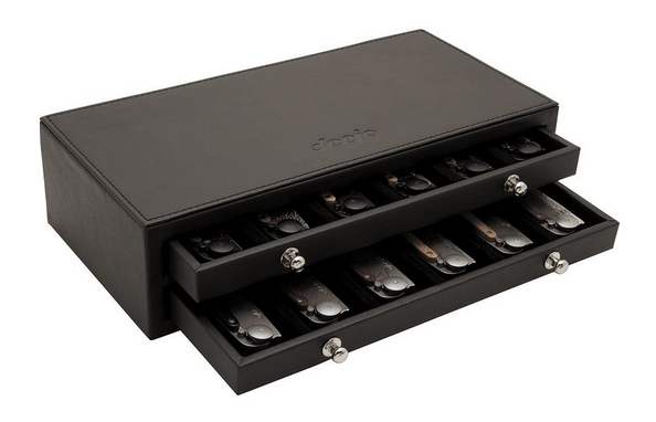 Deejo Collection Box, Holds 12 Knives, Black Synthetic Leather, DEE084