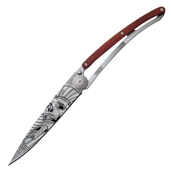 Deejo Tattoo 37g Pharaoh Folding Knife, Stainless, Coralwood, DEE1CB075