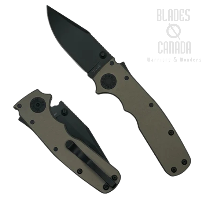 Demko Shark Cub Stealth Shark Lock Folding Knife, CPM 20CV Black Clip Point, Aluminum Artillery Grey, SC-20CV-ALUM-AG-CP