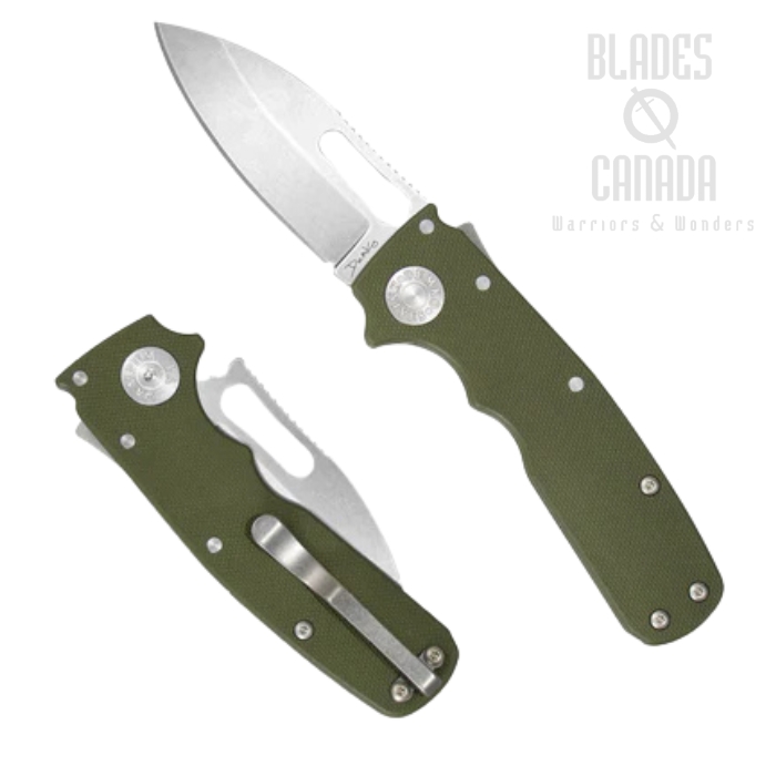 Demko Shark Cub Shark Lock Folding Knife, CPM 20CV Slicer Shark, G10 OD Green Peel Ply, SC-20CV-G10-OD-SS